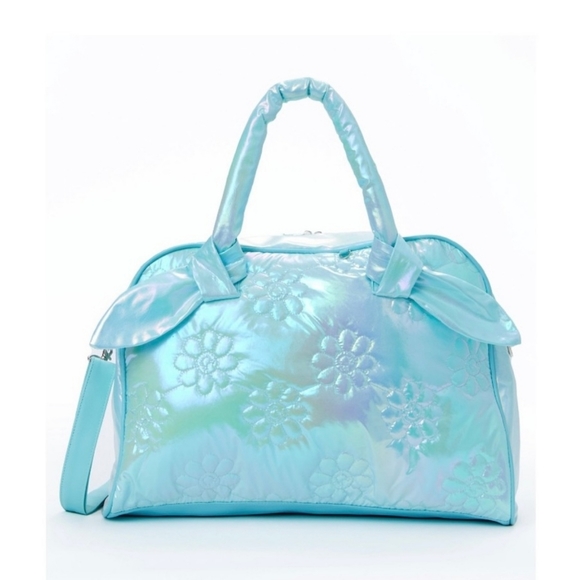 NWT! Wonder Nation Girls Iridescent Blue Floral Weekender Duffle Bag 5Pc Set - Picture 5 of 6